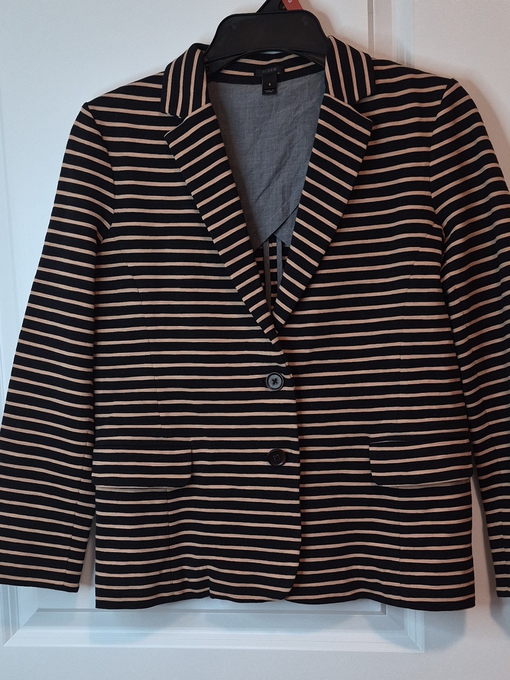 J. Crew Navy and Beige Striped Sweater Collar Size S